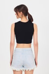 Kadın Body-Siyah Bisiklet Yaka Crop Atlet 9189M-rulem