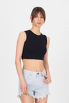 Kadın Body-Siyah Bisiklet Yaka Crop Atlet 9189M-rulem