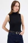 Kadın Body-Siyah Kadın Kolsuz Yüksek Yaka Body 8155A-rulem