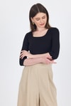 Kadın Body-Siyah Kare Yaka Örme Body 9193M-rulem