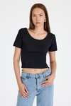 Kadın Body-Siyah Kare Yaka Örme Body 9202M-rulem