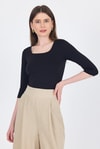Kadın Body-Siyah Kare Yaka Örme Body 9193M-rulem