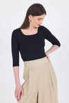 Kadın Body-Siyah Kare Yaka Örme Body 9193M-rulem