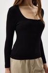 Kadın Body-Siyah Kare Yaka Uzun Kollu Fitilli Kadın Body 8267A-rulem