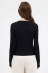 Kadın Body-Siyah Premium/Viskoz Yumuşak Kumaşlı Parmak Geçmeli Crop Bluz 8162A-rulem