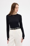 Kadın Body-Siyah Premium/Viskoz Yumuşak Kumaşlı Parmak Geçmeli Crop Bluz 8162A-rulem