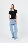 Kadın Body-Siyah Slim Fit Bisiklet Yaka Kısa Kollu Tişört 2214-rulem