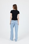 Kadın Body-Siyah Slim Fit Bisiklet Yaka Kısa Kollu Tişört 2214-rulem