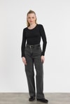 Kadın Body-Siyah Uzun Kol Bisiklet Yaka Basic Body 950-rulem