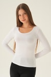 Kadın Body-U Yaka Bluz 952 Beyaz -rulem