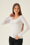 Kadın Body-U Yaka Bluz 952 Beyaz -rulem