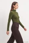 Kadın Body-Uzun Kol Çimalı Body 8225A Haki -rulem