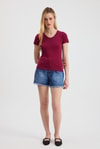 Kadın Body-V Yaka Bady 2215 Bordo -rulem