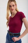 Kadın Body-V Yaka Bady 2215 Bordo -rulem