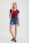 Kadın Body-V Yaka Bady 2215 Bordo -rulem