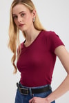 Kadın Body-V Yaka Bady 2215 Bordo -rulem
