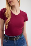 Kadın Body-V Yaka Bady 2215 Bordo -rulem