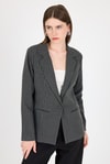 Kadın Ceket-Antrasit Çizgili Tek Düğmeli Blazer Ceket 4594A-rulem