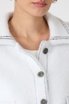 Kadın Ceket-Ekru Peluş Görünümlü Denim Kollu Kadın Ceket 2225-rulem