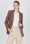 Kadın Ceket-Kahverengi Keten Görünümlü %100 Pamuk Astarlı Blazer Ceket 6023-3-rulem