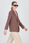 Kadın Ceket-Kahverengi Keten Görünümlü %100 Pamuk Astarlı Blazer Ceket 6023-3-rulem