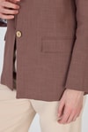Kadın Ceket-Kahverengi Keten Görünümlü %100 Pamuk Astarlı Blazer Ceket 6023-3-rulem