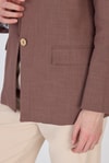 Kadın Ceket-Kahverengi Keten Görünümlü %100 Pamuk Astarlı Blazer Ceket 6023-3-rulem