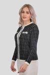 Kadın Ceket-Kareli Düğmeli Ceket 3100 Siyah -rulem