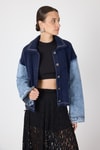 Kadın Ceket-Laci Peluş Görünümlü Denim Kollu Kadın Ceket 2225-rulem