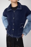 Kadın Ceket-Laci Peluş Görünümlü Denim Kollu Kadın Ceket 2225-rulem