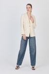 Kadın Ceket-Natural Keten Görünümlü %100 Pamuk Astarlı Blazer Ceket 6023-3-rulem