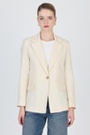 Kadın Ceket-Natural Keten Görünümlü %100 Pamuk Astarlı Blazer Ceket 6023-3-rulem