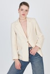 Kadın Ceket-Natural Keten Görünümlü %100 Pamuk Astarlı Blazer Ceket 6023-3-rulem