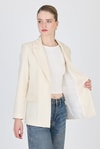 Kadın Ceket-Natural Keten Görünümlü %100 Pamuk Astarlı Blazer Ceket 6023-3-rulem