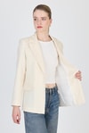 Kadın Ceket-Natural Keten Görünümlü %100 Pamuk Astarlı Blazer Ceket 6023-3-rulem