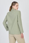 Kadın Ceket-Olive Yeşili Keten Görünümlü %100 Pamuk Astarlı Blazer Ceket 6023-3-rulem