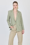 Kadın Ceket-Olive Yeşili Keten Görünümlü %100 Pamuk Astarlı Blazer Ceket 6023-3-rulem