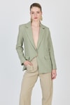 Kadın Ceket-Olive Yeşili Keten Görünümlü %100 Pamuk Astarlı Blazer Ceket 6023-3-rulem