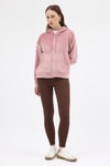 Kadın Ceket-Pembe Kadın Fermuarlı Kapüşonlu Sweatshirt 3059A-rulem