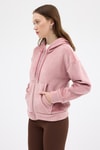 Kadın Ceket-Pembe Kadın Fermuarlı Kapüşonlu Sweatshirt 3059A-rulem