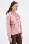Kadın Ceket-Pembe Kadın Fermuarlı Kapüşonlu Sweatshirt 3059A-rulem