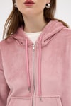 Kadın Ceket-Pembe Kadın Fermuarlı Kapüşonlu Sweatshirt 3059A-rulem