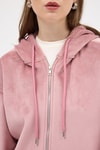 Kadın Ceket-Pembe Peluş Fermuarlı Kapüşonlu Kadın Sweatshirt 3057A-rulem