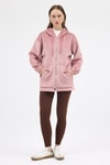 Kadın Ceket-Pembe Peluş Fermuarlı Kapüşonlu Kadın Sweatshirt 3057A-rulem