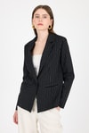 Kadın Ceket-Siyah Çizgili Tek Düğmeli Blazer Ceket 4594A-rulem