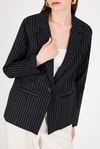 Kadın Ceket-Siyah Çizgili Tek Düğmeli Blazer Ceket 4594A-rulem