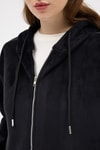 Kadın Ceket-Siyah Peluş Fermuarlı Kapüşonlu Kadın Sweatshirt 3057A-rulem