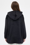 Kadın Ceket-Siyah Peluş Fermuarlı Kapüşonlu Kadın Sweatshirt 3057A-rulem