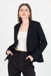Kadın Ceket-Siyah Tek Düğmeli Klasik Kesim Blazer Ceket 4612A-rulem