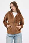 Kadın Ceket-Taba Kadın Fermuarlı Kapüşonlu Sweatshirt 3059A-rulem